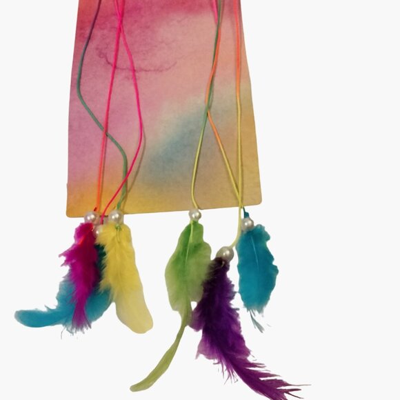 Rainbow Dreamcatcher With Feathers Beads 12 Inches Long Multicolor LGBT - Picture 3 of 4